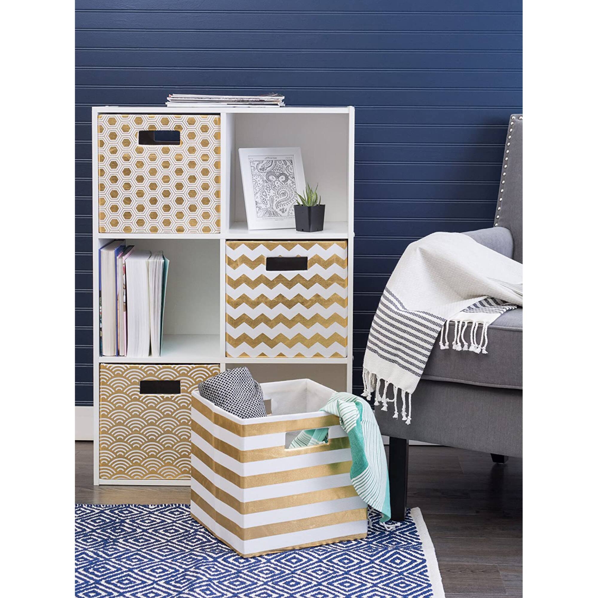 DII® 11" Chevron Stripes Polyester Storage Cube